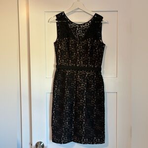 BCBGMaxAzria Black Lace Midi Sheath Dress